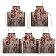 5pcs Halloween Kids Aprons, Blood Splatter Pattern Design, Suitable For Haunted House Costumes, Realistic Horror Character Cosplay Accessories, Halloween Party Use - Multicolor - View 15