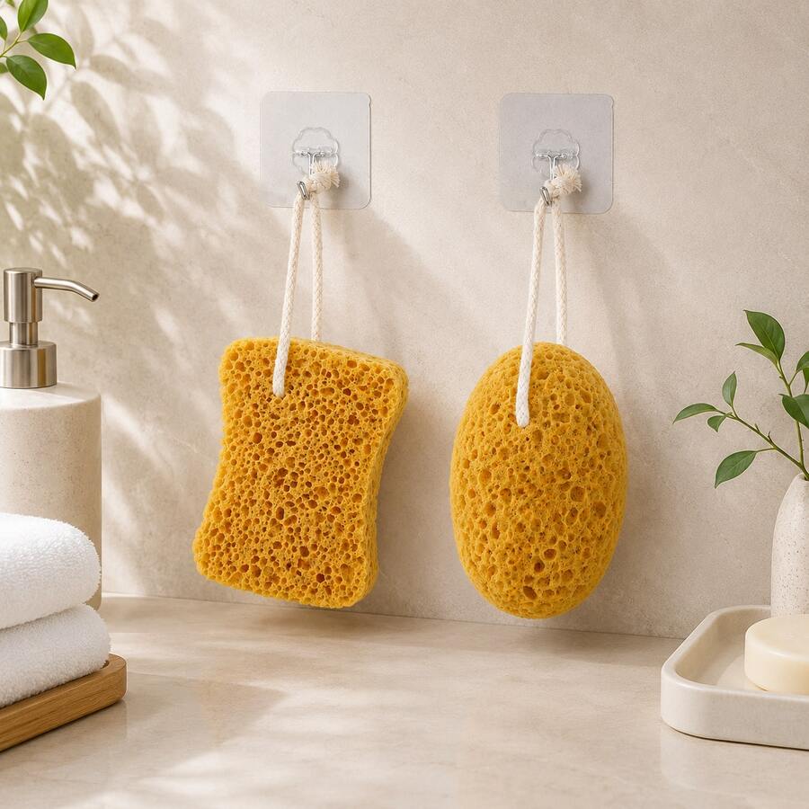 2 Pieces Soft Porous Bath Sponge Set, Body Shower Cleansing Sponges For Daily Bathing - View 1