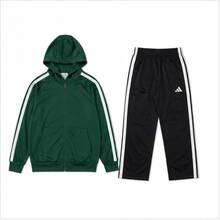 Adidas Three Stripes Hooded Zip-Up Jacket And Pants Set Green - Green - View 1