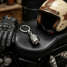 1pc Punk Vintage Style Bell, Zinc Alloy Embossed Pattern, Lucky Amulet Pendant. Suitable For Motorcycle, Bicycle, Pet, Backpack, Key Chain Decoration - Multicolor - View 5