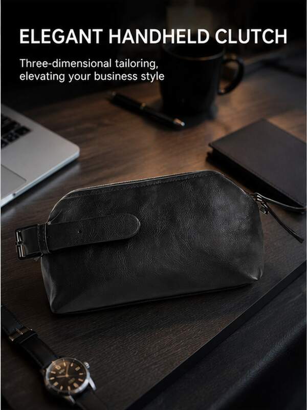 Men's Clutch Bag, Large Capacity Zipper Wrist Bag, Business Travel Organizer (Can Hold Small Tablet, Phone And Wallet)