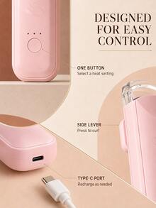 300mAh Rechargeable Heated Eyelash Curler, 3 Temperature Settings 55°C/65°C/75°C, Type-C Electric Lash Curler With Wide Curved Clamp For Daily Eye Makeup - Multicolor - View 5