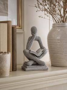 1pc Silver Reading Thinker Statues Set, Abstract Art Figurines Modern Sculptures, Bookshelf Decor For Living Room Office Desk Shelf - Thinker Reading Figurine - View 9