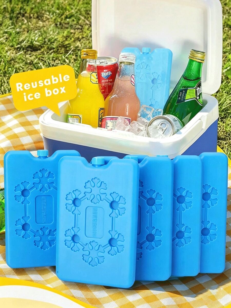 These 1/3/6-Pack Reusable Blue Coolers Are Portable Outdoor Coolers, Ideal For Camping, Picnics, And Beach Trips. Made With High-Quality Insulation, They Are Suitable For Refrigeration, Cold Chain Storage, And Temperature Control. - One Size - View 1