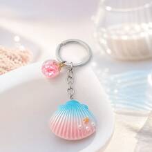 1pc Gradient Shell Keychain, Cute Ocean Star Pearl Bag Charm, Aesthetic Sweet Best Friend Gift - Multicolor - View 8