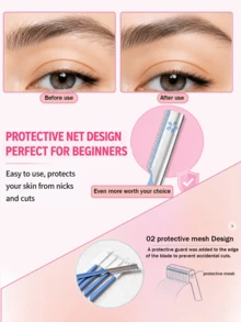 6/10pcs KAI Japanese Stainless Steel Eyebrow Razors, Sharp And Smooth Blades, Women's Grooming Tool, Travel Essential Makeup Tool, Affordable Quality, Christmas Stocking Stuffer, Gift For Women - Blue - View 4