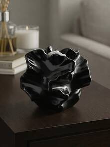 1pc Black Reed Diffuser Bottle Base, Modern Abstract Cloud Shaped Aromatherapy Bottle, Glossy Black Decorative Vase, Suitable For Essential Oils, Luxury Home Fragrance Accessory, Coffee Table Centerpiece - Multicolor - View 4