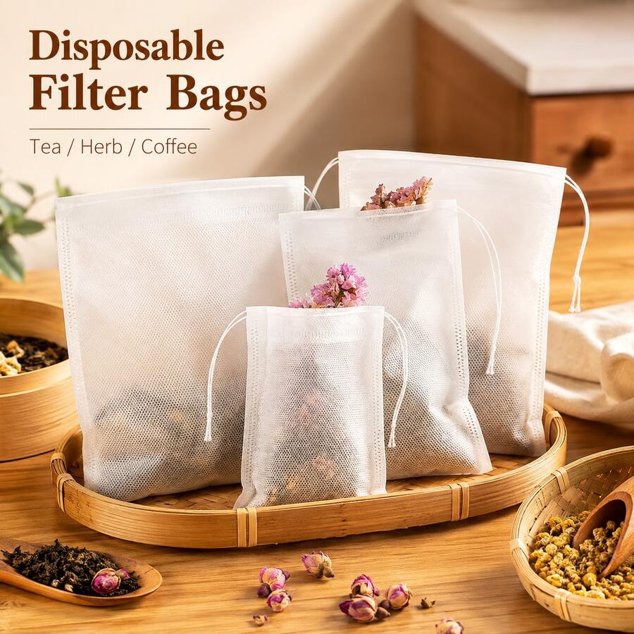300/200/100pcs Non-Woven Disposable Tea Bags, Herbal Medicine Bags, Decoction Bags, Coffee Filter Bags, Tea Bags