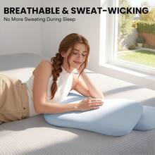 1pc Low-Profile Cooling Neck Pillow, Odorless Slow Rebound Medium-Soft Pillow, Ergonomic Dual-Height Design, Removable Washable Cooling Pillowcase - 25.2x12.2x3.15inch - Blue - View 6