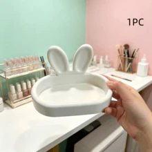 2/1pc Cute Rabbit Ear Shaped Nail File & Nail Clipper Storage Tray, Large Capacity Organizer For Nail Art, Earrings, Necklaces, Jewelry, Desktop Nail Clipper & Nail Clip Storage Tray - Multicolor - View 10