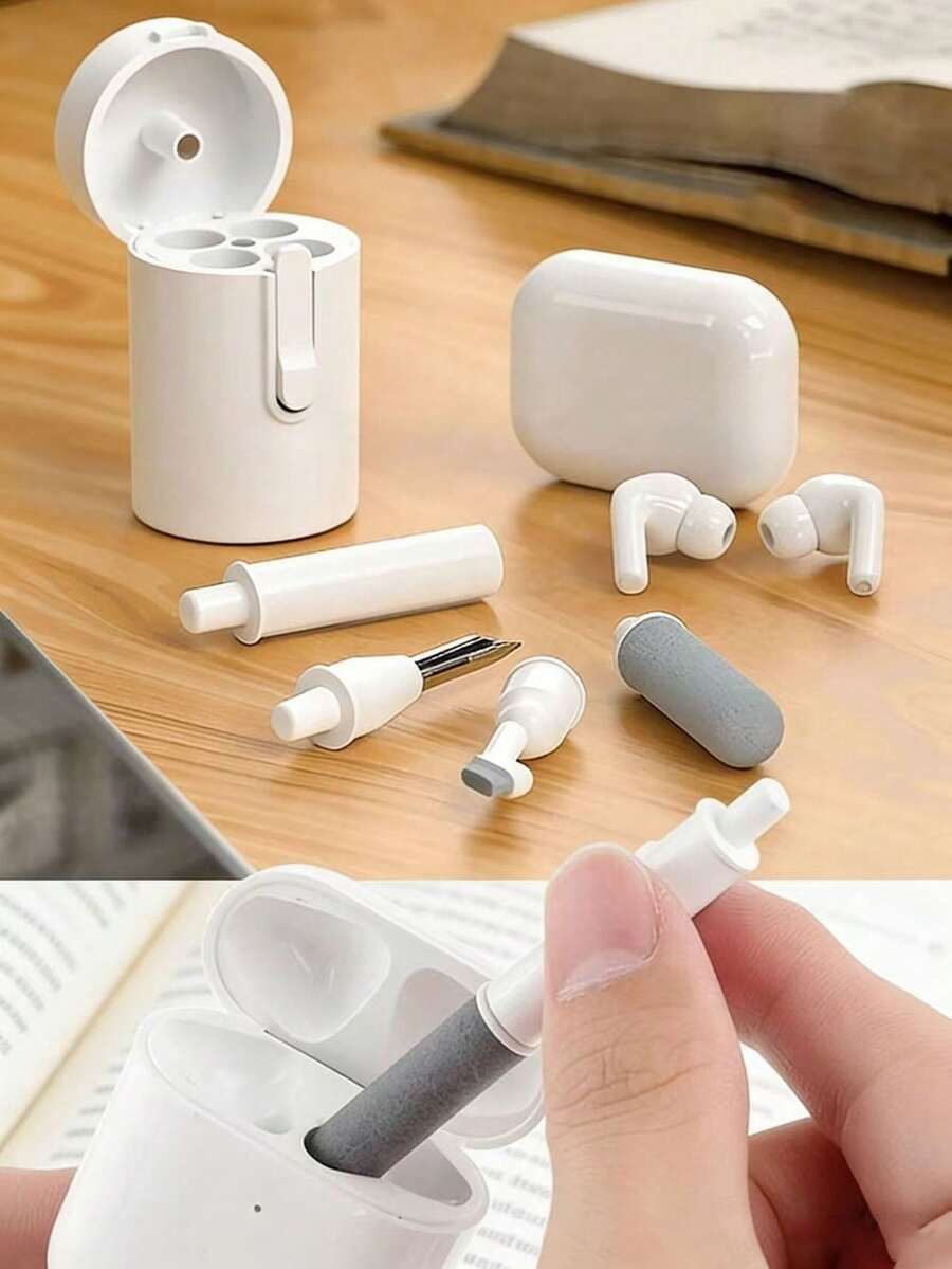 1pc Earbud Cleaning Pen, 3-In-1 Multifunctional Cleaning Kit With Soft Brush, Suitable For Wireless Earphones, Earphone Charging Case, Accessories, Computer, Keyboard, Portable Cleaning Kit