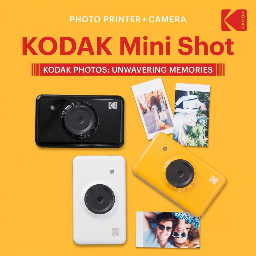 Kodak Kamera instan MiniShot, pencetakan sublimasi pewarna, foto cerah dan hidup, berbagai filter, konektivitas Bluetooth, ringkas dan portabel, sempurna untuk foto sehari-hari, foto perjalanan, dan foto grup bersama teman. - View 1