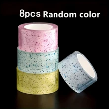 4 Rolls Macaron Glitter Nano Double-Sided Tape, Washable And Reusable High Adhesion, Transparent Glitter Double-Sided Adhesive, Home Wall Poster Fixing, Handmade DIY Anti-Slip Adhesive For Small Objects, Easy To Install And Decorate, School Supplies - One Size Fits All - View 15