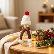 1 Set Mixed Color Mini Christmas Knitted Hats And Scarves, Wine Bottle Decoration, Suitable For Christmas Party Decoration, Snowman, Christmas Tree Decoration, Home Holiday Gathering Decoration - View 9