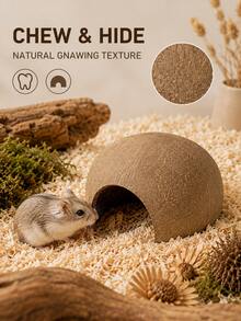1pc Natural Coconut Shell Small Pet Hideout, Hand-Polished Semi-Circular Hamster Gnawing & Resting Nest, Small/Large Sizes Available, Suitable For Hamsters, Dwarf Hamsters And Fancy Rats Daily Habitat - Round - View 5