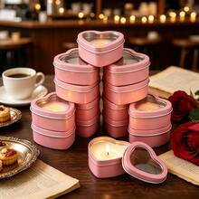 44pcs Complete Candle Making Kit, 4 Heart-Shaped Clear Lid Glass Jars, 40pcs Candle Making Supplies, Sturdy Iron Cans, Suitable For DIY Candle Craft, Jewelry Storage, Desktop Decoration, Ideal Choice For DIY Enthusiasts And Holiday Gifts - Heart-shaped Window 44pcs/Set - View 8
