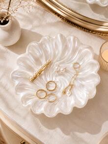 1pc Elegant Shell-Shaped Jewelry Tray, Luxury Vanity Storage Box For Rings, Earrings And Necklaces, Bedroom Dresser Decor Small Accessory Dish, Fashion Home Decor Gift - Multicolor - View 7