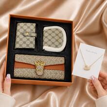 4pcs Women's Wallet Gift Set, Includes Swan Necklace, Card Holder, Coin Purse, Fashion Jewelry Gift Box, Suitable For Christmas, Valentine's Day, Birthday Gifts - Multicolor - View 2
