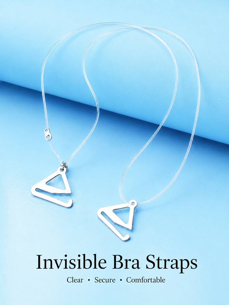 Women's Invisible Transparent Bra Straps With Triangle Hook And Eye, Adjustable Clear Shoulder Straps, Comfortable Replacement Bra Accessory - Clear - View 1