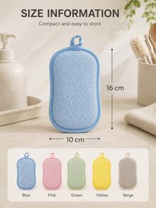 Double-Sided Exfoliating Bath Sponge Pad, Soft Edge Body Scrub Brush, With Hanging Ring, Gentle Bathing Dead Skin Removal Brush Pad, Reusable Bathroom Body Cleaning Accessory, Practical Holiday Gift, Suitable For Men And Women - Multicolor - View 2