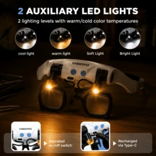 Kaca Pembesar LED yang Dipasang di Kepala dengan Tas Penyimpanan dan Lensa Pengganti 2x4x6x10x13x, Cocok untuk Pekerjaan Jarak Dekat, Perbaikan Jam Tangan, Penyolderan Papan Sirkuit, Ukiran Tangan, dan Penilaian Perhiasan - 223-12SXC - View 5