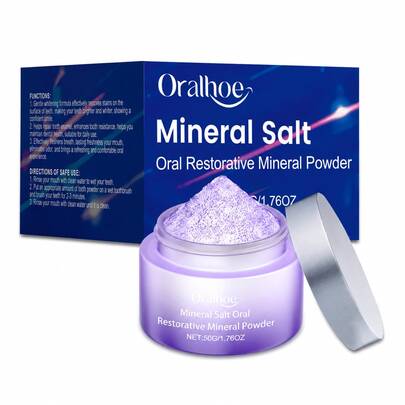 Oralhoe Polvo Dental Morado - Blanqueador de Dientes, Reparador de Esmalte, Aliento Fresco, 50g