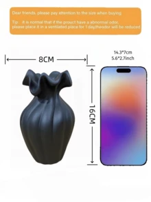 1pc Matte Black Sculptural Decorative Vase, Modern Flower Pot Suitable For Fresh Or Artificial Flowers, Living Room Tabletop Home Decor, Gift For Best Friend, Housewarming Gift - Multicolor - View 9