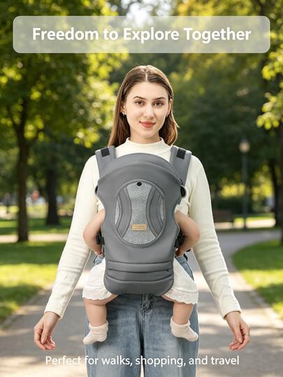 Ergonomic Baby Carrier, Breathable Mesh Fabric, Anti-Sweat, Reinforced Safety Buckle, Multi-Position Adjustable, Outdoor Infant Carrier