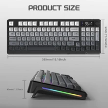 ATTACK SHARK X FREEWOLF M96 80% Wireless Gaming Keyboard, 94-Key TKL LED Rechargeable Mechanical Feel PBT Keyboard, Compatible With Windows, Bluetooth 5.0/2.4GHz Dual Mode, Office/Gaming Dual Use - Multicolor - View 9