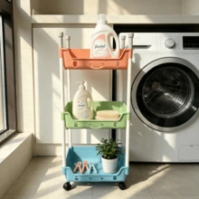 1 pieza Organizador de almacenamiento de aperitivos con estante de pie, carrito móvil de varias capas para juguetes y almacenamiento del hogar (color aleatorio) - Multicolor - Ver 5