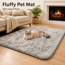 Long Pile Pet Mat, Suitable For Cats And Dogs, Soft Fluffy Long Hair Sleeping Pad, Non-Slip Bottom Back, Comfortable Indoor Resting Mat, Suitable For Puppies, Kittens, Small And Large Pets - Black - View 1