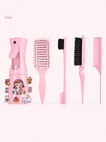 6pcs Comb Set, Fine Mist Spray Bottle, Suitable For Adults And Women, Hair Styling Tool Set, Hair Spray Bottle, Rat Tail Comb, Hairline Brush And Stickers, Perfect For Hair Design And Hairstylists, Perfect Gift For Girls, Back To School - Multicolor - View 9