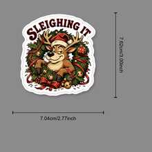 1PC Reindeer "Sleighing It" Sticker, Funny Christmas Meme Vinyl Decal, Humorous Holiday Quote, Waterproof Sticker For Laptop, Water Bottle, Car, Phone Case - Multi-color - View 9