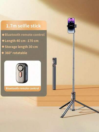 170cm Tripod Remote Control Selfie Stick Compatible With IPhone Android Phone Mobile Phone Suitable For Live Streaming, Vlog, Family Gatherings, Christmas Party Shooting, For Handheld Selfie, Outdoor Activities, Interviews Compatible With Iphone Android Phone For Summer Vacation, Travel, Fill Light, Outdoor Activities, Live Streaming Tripod Stand