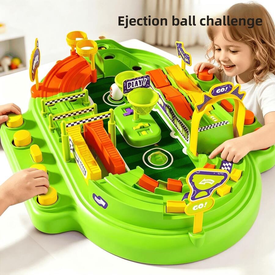 2 Player Interactive Marble Racing Board Game, Children Educational Launcher Toy, Suitable For Ages 3-14, Perfect Christmas, Halloween, Easter Birthday Gift