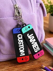 Customized Game Console Name Keychain, Personalized Letter Key Chain, Gamer Style Bag Charm, Customized Keychain, Customizable Name Gamer Gift - Multicolor - View 7