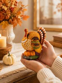 1pc Fall Turkey Figurine, Thanksgiving Decorations For Home, Autumn Harvest Tabletop Decor, Turkey Centerpiece Ornament For Shelf, Mantel, Dining Table, Kitchen & Living Room - Turkey Sculpture - View 5