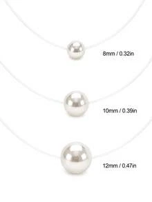 GLIMMER GI 1pc Women's S925 Sterling Silver Low-Allergy Fashion Necklace, Faux Pearl Transparent Fishing Line Pendant Collarbone Chain, Minimalist Elegant Niche High-End New Style, Suitable For Daily Wear/Vacation/Date/Birthday Gift[Gift Box Included] - 1cm/0.39in - View 5