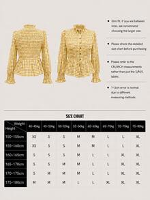 Autumn French Style Cinched Waist Plaid Design Chic Youthful Versatile Top Back To School Christmas - Yellow - View 6