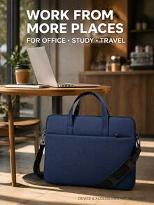 1pc Solid Color Lightweight Laptop Bag With Zipper Protective Case And Shoulder Strap, Suitable For Office, Business Travel And Daily Commute - Multicolor - View 8