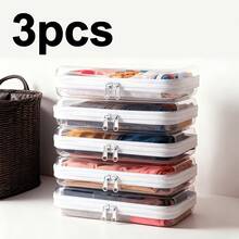 3pcs Transparent Zipper Storage Boxes With Lids, Clear Organizer Boxes, Durable Travel And Electronic Device Storage, Durable Plastic Organizer Boxes, Suitable For Craft Materials, Hair Ties, Hair Accessories, Jewelry Organization And Storage, For Home Decor, Craft Room, Office - White - View 13