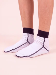 1Set/1Pair White Moisturizing Relief Socks, Reusable Spa Moisturizing Socks, Use With Your Favorite Lotions Skin Repair, Home Foot Care, Travel Foot Care, Feet Care, Foot Mask, Pedicure Tools - White - View 5