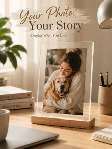 Customizable 2D Acrylic Photo Frame Display Stand, Personalized Engagement Photo Frame, Perfect Gift For Newlyweds, Engagement Or Family/Friends - Multicolor - View 2