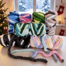 CLSUPER Thick Chunky Chenille Yarn, Gradient Color, 2 Rolls = 18oz/1.1lbs, Soft Giant Multi-Color Yarn, 100% Polyester, Washable, Suitable For Beginners DIY And Crochet Pet Bed, Blanket, Cushion - 2 - View 11