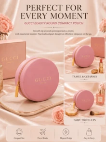 Gucci Dreamy Fragrant Gardenia Cushion Bag 10CM/3.94IN*10CM/3.94IN, Smooth Fabric Material, Gold Zipper With Logo, Compact And Portable, Multi-Functional Storage - Pink - View 9