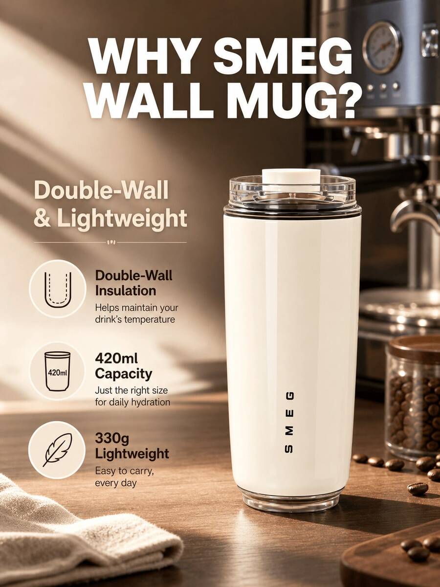 SMEGGEMS Double-Wall Insulated Travel Mug 420ml Lightweight Coffee Cup With Lid, Portable For Office And Commute - Below 0.5L - View 1