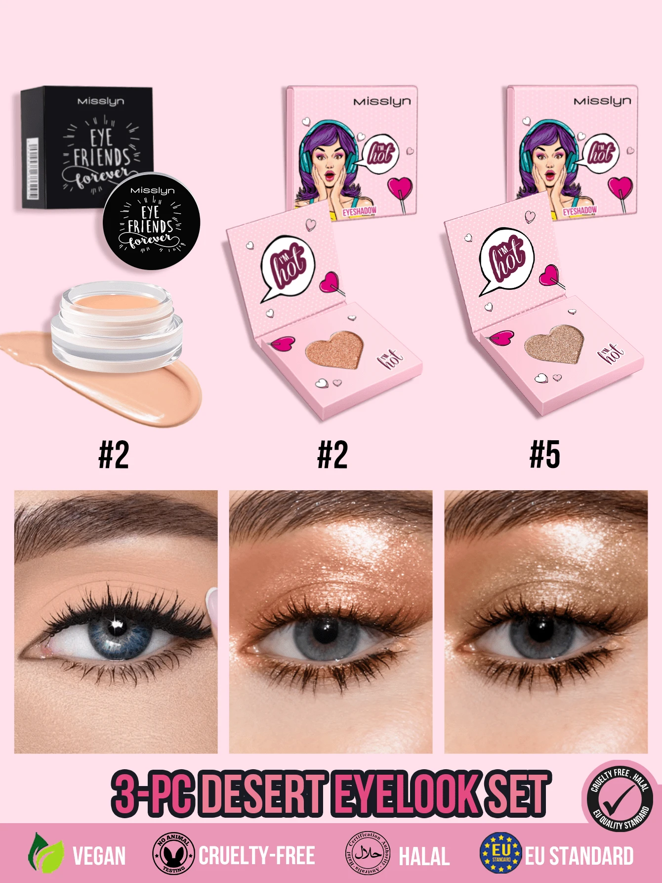 MISSLYN 2PCS Eye Makeup Set, High-Pigment,Waterproof,Smudge-Proof, Boosts Color Payoff,Vegan, Precise Colour Application, Ideal For Teens,Beginners, Makeup Lovers,Perfect For Back To School, Halloween Costume Looks,Everyday Commute,Trick Or Treat - #Set1 - View 1