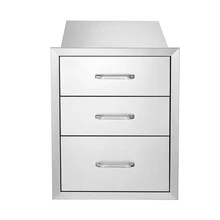 18x23 Inch Outdoor Kitchen Stainless Steel Triple Access BBQ Drawers With Chrome Handle, 18 X23 X 23 Inch - 18 X 23 X 23 Inch - View 9