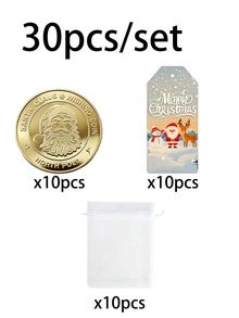 30/15pcs Vintage Style Santa Claus Wishing Coin Party Gift Pack, Christmas Commemorative Metal Coin, Religious Theme, Round Collectible Gift With North Pole & Holiday Design - Santa Claus Commemorative Coin Set - View 7