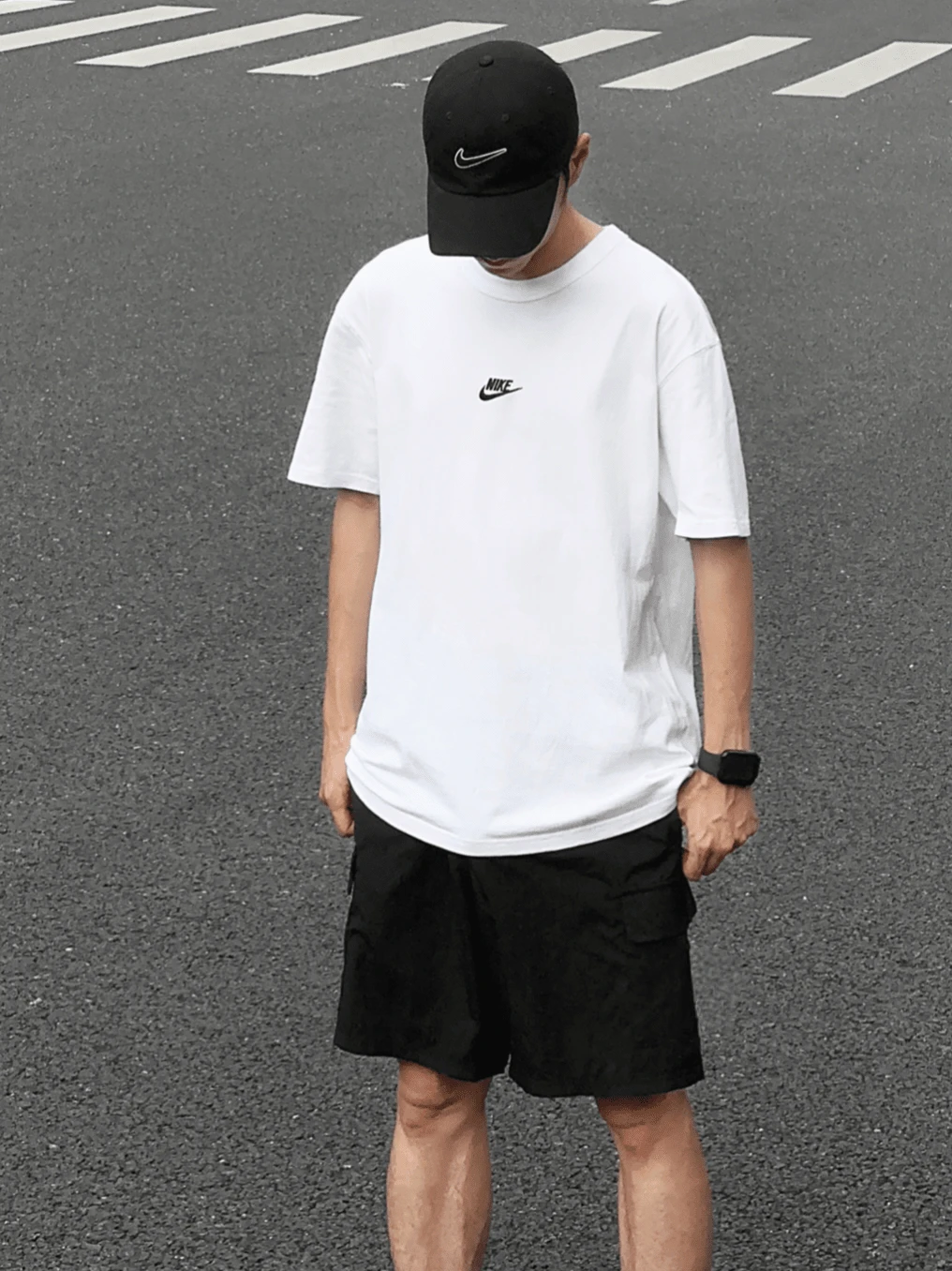 Nike Men's Solid Color Logo Print Loose Fit Casual Comfortable Breathable Crew Neck Short Sleeve T-Shirt White - White - View 1
